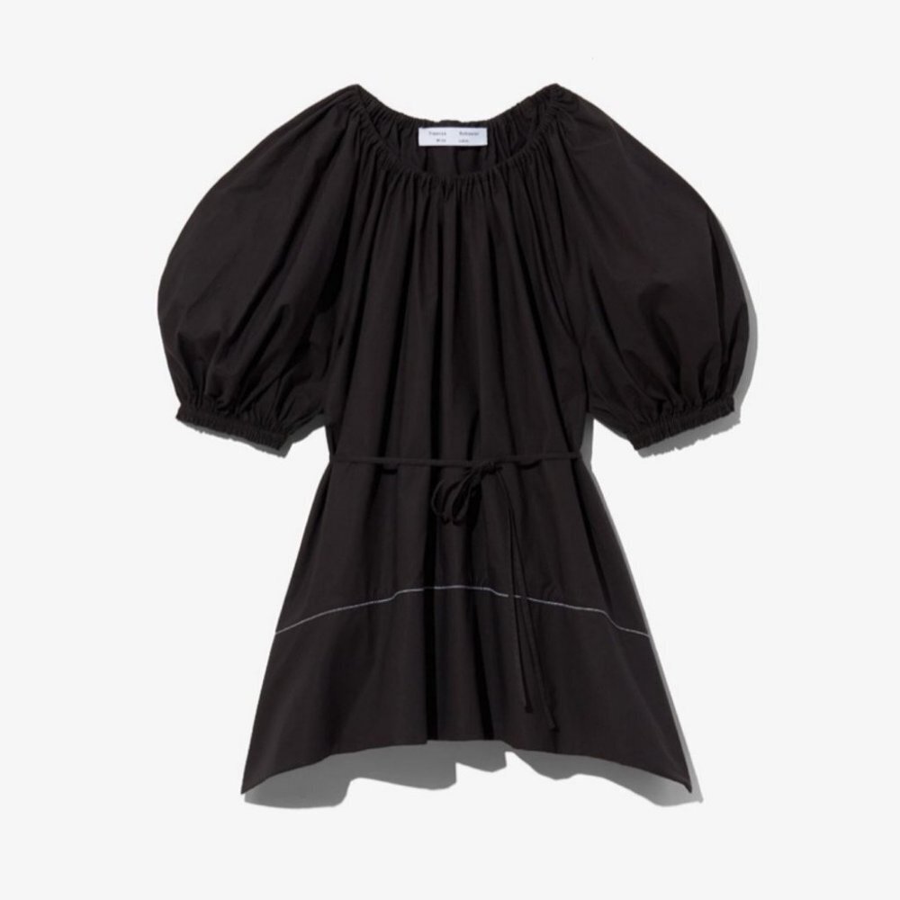 NEW Proenza Scouler Black Puff Sleeve Poplin Top Contrast Stitching Minimalist 2 - Picture 3 of 15